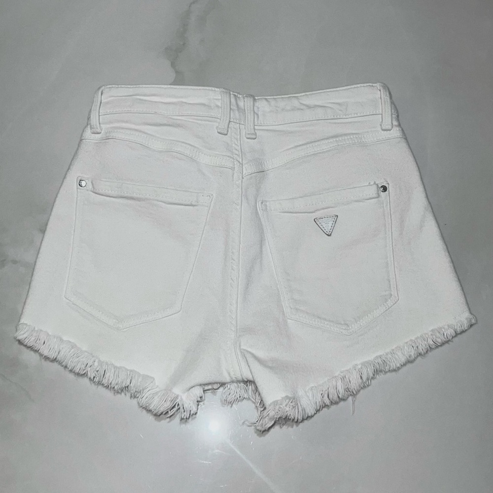 Guess by Marciano high rise denim shorts in white